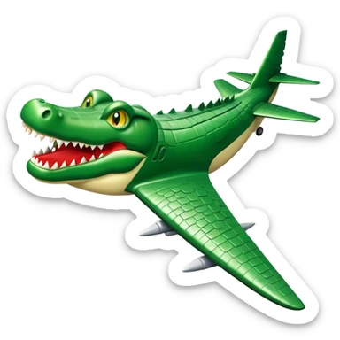 Un avión con cara de cocodrilo sticker
