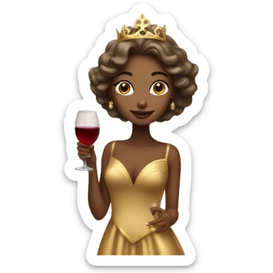 beautiful princess in a golden dress drinking wine sticker