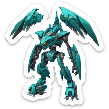 a futuristic mechanical spiky Medabot-raptor-dragon-Bionicle-mecha full body sticker