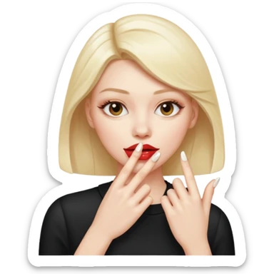 Crea un labio así bien guapo con gloss algo giro y mordiendo el dedo con las uñas arregladas y el color de piel blanca sticker