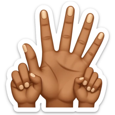 hand making the three-finger blessing gesture, slightly tanned, brownish, static, regular emoji size, classic emoji style sticker