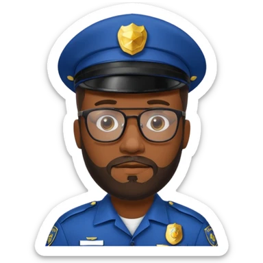 Police officer with glasses and beards black man sticker