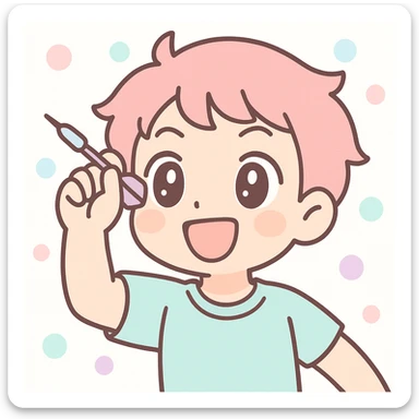 anime style emoji of a guy throwing darts, close-up on face, energetic expression sticker