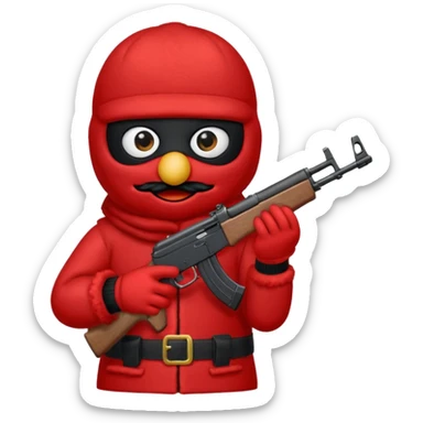 elmo with an AK47 and anbalaclava sticker