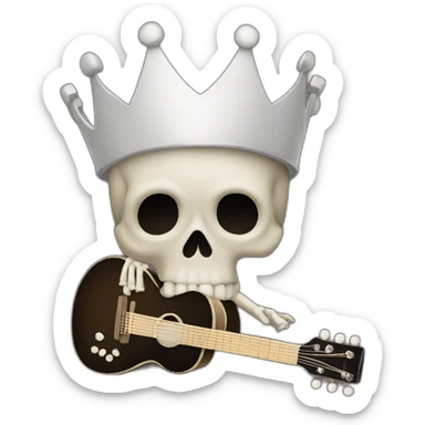 Soolking brook; skeletal character ; affro cut; guitar; crown sticker