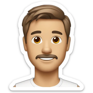 Man with modern hair cut brown hair with jack russell terrier dog sticker