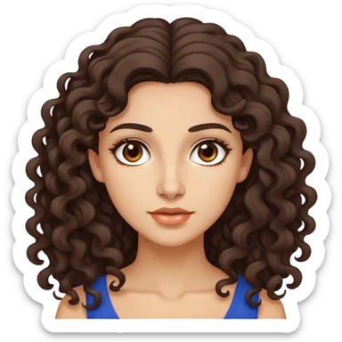 attractive Greek woman with long curly dark brown hair and light skin sticker