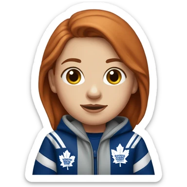 red head girl wearing toronto maple leafs hoodie sticker