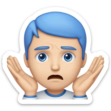 emoji with hands on cheeks, nervous expression, trembling mouth, blue forehead, anxiety sticker