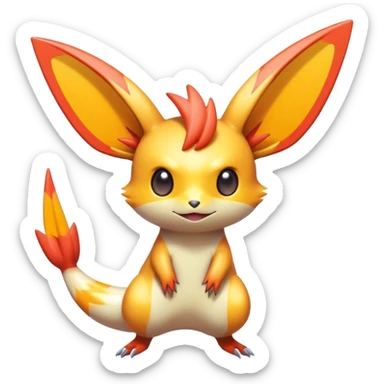 Colorful Shiny Exotic Victini-Salandit-Minccino-Emolga-Fakémon-hybrid-creature (full body)  sticker