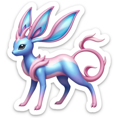 Colorful Shiny Exotic Cresselia-Sylveon-Suicune-Fakémon-hybrid-creature (full body)  sticker