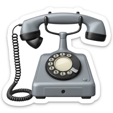 Minimalist emoji-style sticker of an old phone receiver with no signal waves, cracked and floating. Desaturated tones.
 sticker