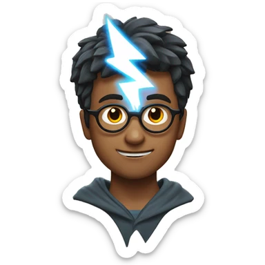 Harry Potter with a lightning bolt symbol on his forehead sticker