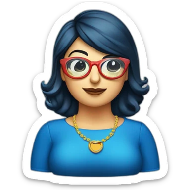 Mujer gordita morena gafas pelo largo ojos azules sticker