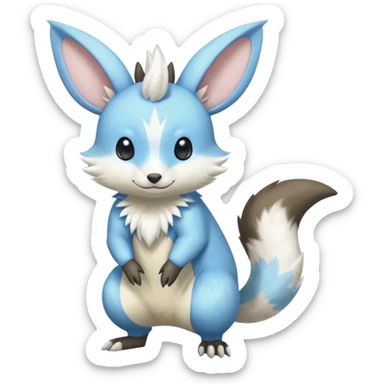 Shiny smooth silky soft Minccino-Zeraora-Emolga-Vernid-Sergal-Fakémon-Chinchilla-fusion-hybrid-animal-creature, full body sticker