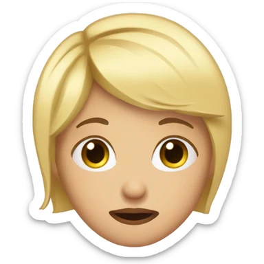 blonde woman with short hair making an whoopsie face with single tear streaming down her face with one palm over her mouth sticker
