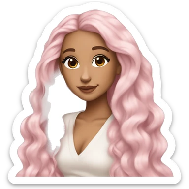 Very beautiful girl artist with very long with soft pink hair with a palette acrylic and tea white skin Ariana Grande sticker