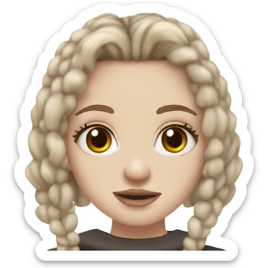 pale girl with freckles long dark brown hair hazel eyes and septum piercing and nose piercing  sticker