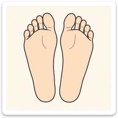 the soles of a young male's feet, both feet together, simple style, no text sticker