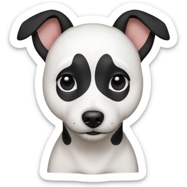 White jack russel with 1 black ear and black spots on the other sticker