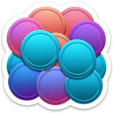 Many Coins pack
in gradient of turquoise, blue, pink, purple, and coral
 sticker