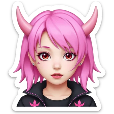 kpop demon girl with pink hair sticker