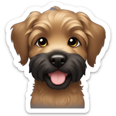 bouvier fawn brown and black puppy face very long hair smiling sticker