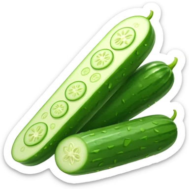 cucumber object icon, fresh cucumber slices, glossy texture, 3D cartoon, mobile game icon style, clean background, no text, no watermark
 sticker
