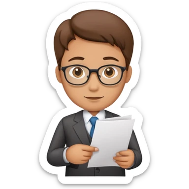 accountant with paper in hand, no glasses sticker