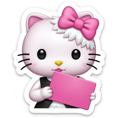 hello kitty holding a sign that says I ❤️ TRÉ  sticker