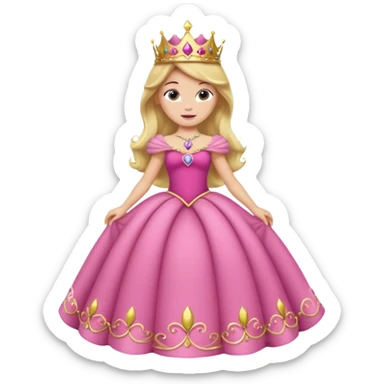 Princesa aurora Disney com vestido grande roda com uma tiara pequena e corpo inteiro, sticker