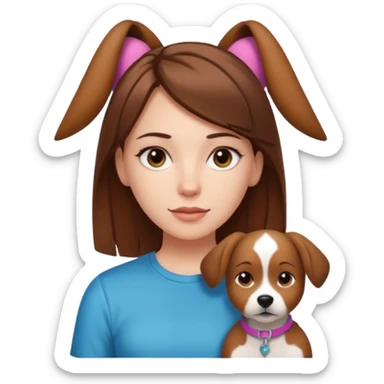 White girl with straight brown hair name is Valentina put dog ears on her and make he rlike like a bith but still not ugly just the dog prt of it and also have a shirt that says siri on it sticker