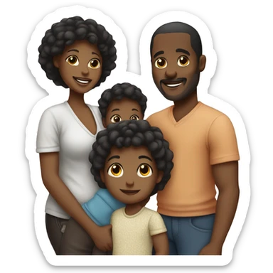 black family of 5 with 2 little sons, one baby girl and a mum and dad sticker