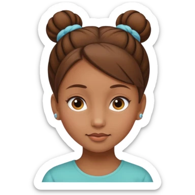 Girl with light brow skin and brown hair in a single bun sticker