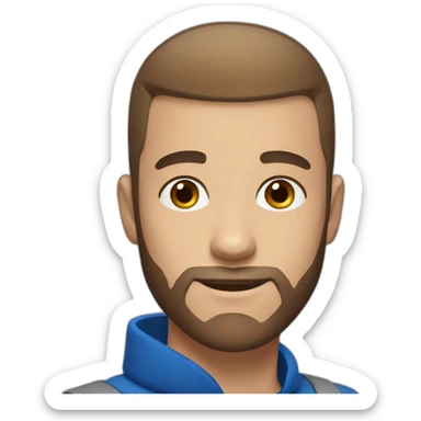 Young guy with brown buzzcut hairstyle and brown beard and blue eyes sticker
