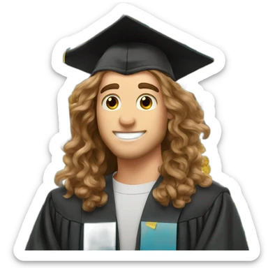 Proud graduate Male Long Brown Hair with confetti emoji sticker