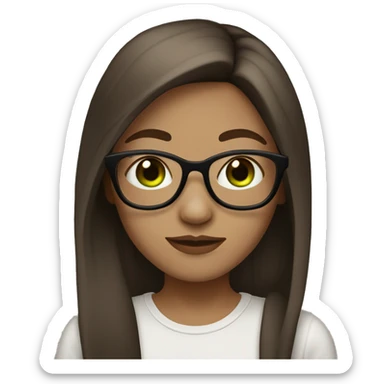 girl with normal light skin, glasses, green eyes, septum piercing and brown straight hair sticker