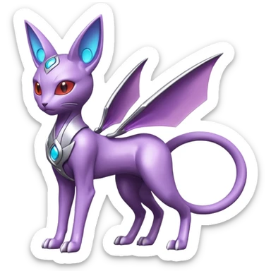 Mechanical Miraidon-Espeon-Mewtwo-Fakémon-hybrid-creature (full body) with glowing eyes  sticker