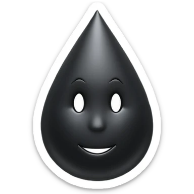 Minimal emoji, gothic teardrop sculpted from solid black metal, smooth reflective surface, heavy symbolic form, no glow, no neon, flat emoji style, centered, transparent background sticker