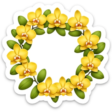 Yellow orchid flower garland sticker