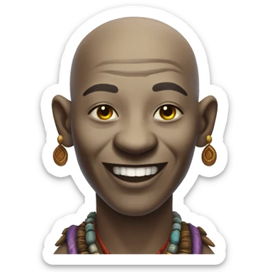 Bald Shaman Durek , happy, smiling, wearing shamanic clothes  sticker