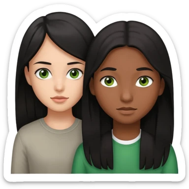  chico pelo negro con ojos grises junto a una chica con pelo castaño largo y ojos verdes sticker