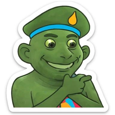 arms crossed holding neck laughing man sticker