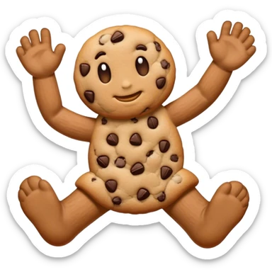 A cookie with feet and arms sticker