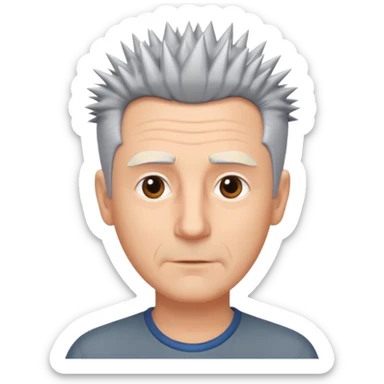 50 yr old white man short spike hair grey sticker