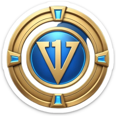 Futuristic achievement medal badge, circular shield emblem with engraved Roman numeral I and subtle “12M” detail, metallic gold and deep blue glow, sci-fi web3 game UI style, polished 3D game asset, soft energy aura, dark background, centered composition, high detail sticker