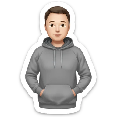 elon musk in gray hoodie full height sticker