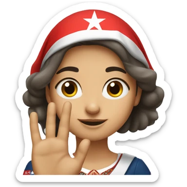 A patriotic Turkish girl doing the wolf gesture with her hand sticker