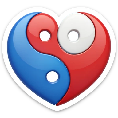 Make a yin yang like heart emoji with the colors being blue and red sticker