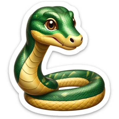 cinematic-cute-anaconda-portrait-emoji,-head-tilted-playfully-and-inquisitively,-with-a-sleek,-shimmering-body-adorned-with-detailed-scale-sriped patterns-and-round,-sparkling-eyes-full-of-wonder,-simplified-yet-irresistibly-adorable-features sticker